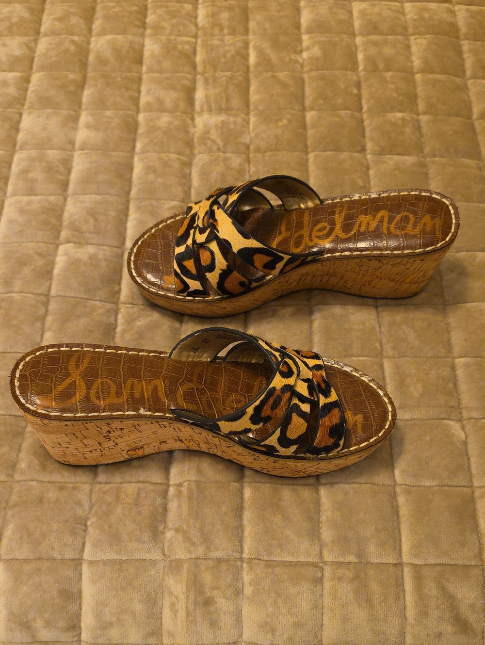 Sam Edelman Leopard Cork Platform Wedge Sandals